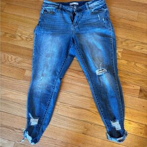 Distressed Blue Women's Mid-Rise Jeans